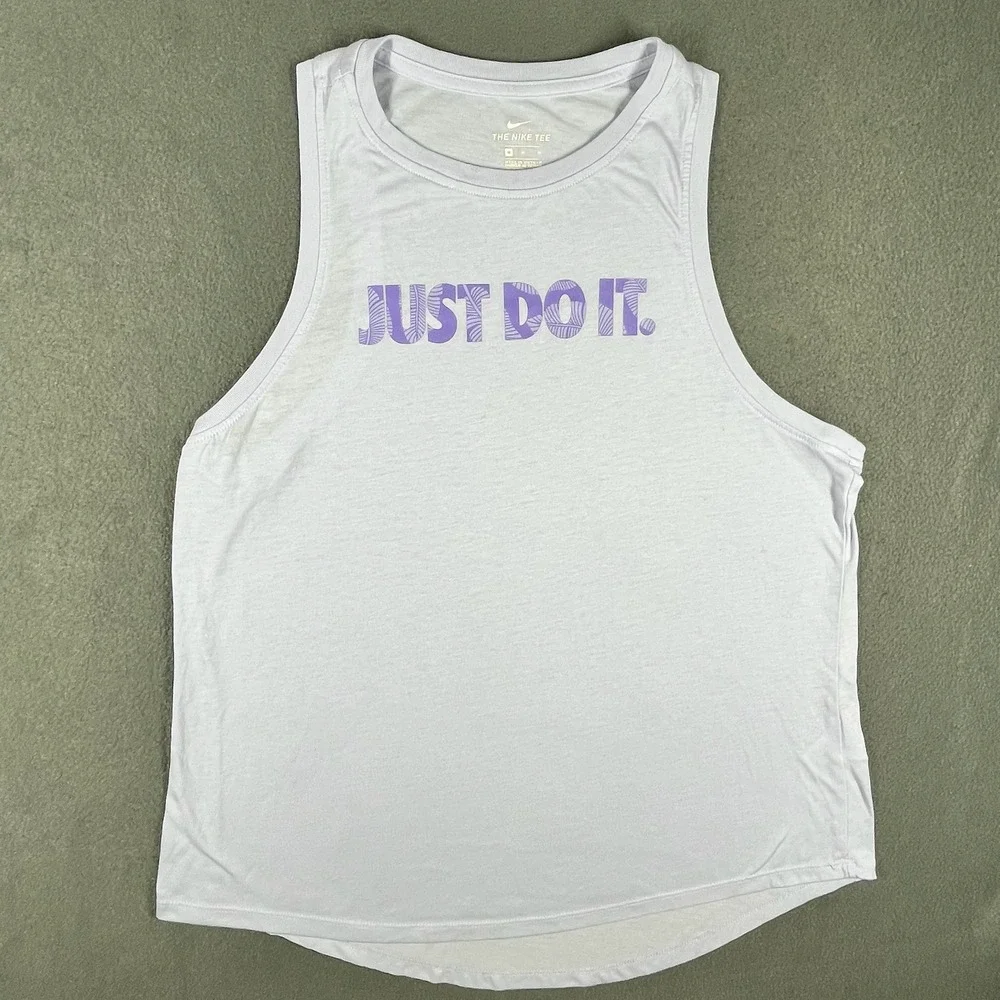 Nike Dri-FIT Tank Top Just Do‎ It Sleeveless Athletic Shirt Lavender Medium